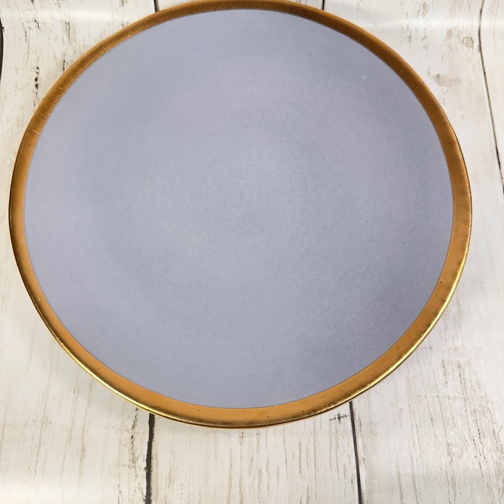Crate & Barrel Salad‎ Luncheon Plate Addison Gray Gold Rim Boho Glam Casual